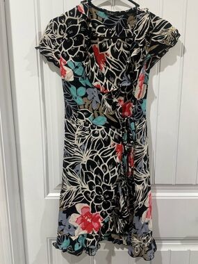 Vintage, Retro, Tropical, Floral, Boho, Color Pop Wrap Dress Loco Lindo
